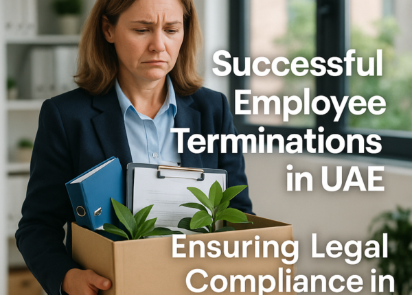 HR manager consulting legal documents on UAE employee termination procedures