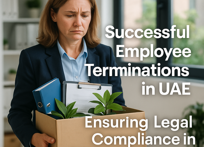 HR manager consulting legal documents on UAE employee termination procedures