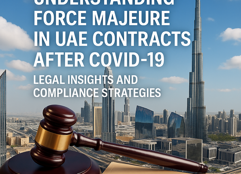 A business team reviewing contract clauses with UAE legal documents on a screen.