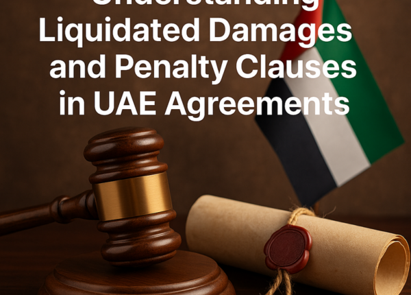 Legal consultants analyzing contract damages clauses for compliance in the UAE.