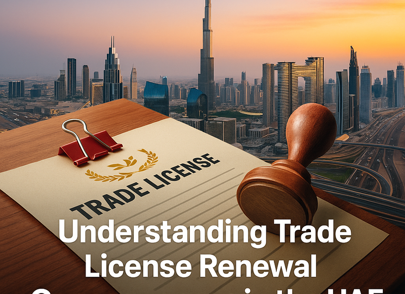 UAE business license document with compliance checklist and penalty chart
